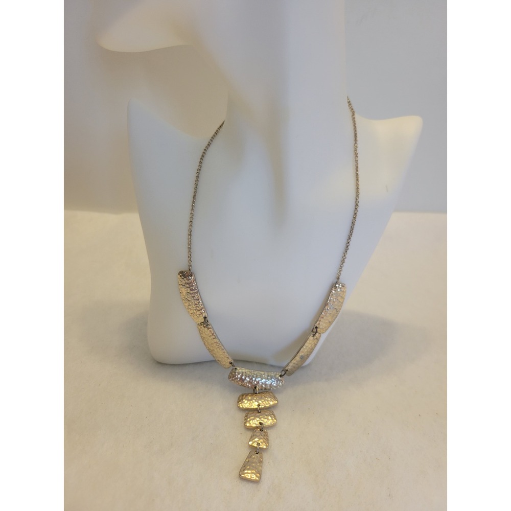 Unbranded Hammered Bib Necklace Women OS Gold Tone Good Tiered Drop Statement‎